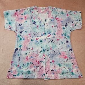 TL Uniforms Vintage Splatter Paint Scrub Top w/ Pocket Women's M